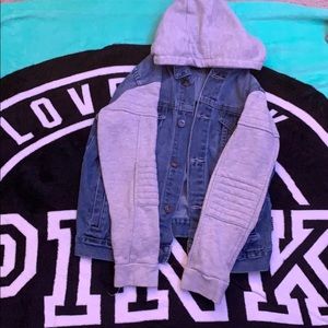 jean jacket with hoodie design